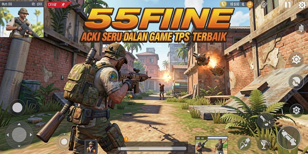 Tampilan gameplay seru dari 55FIVE yang penuh aksi.