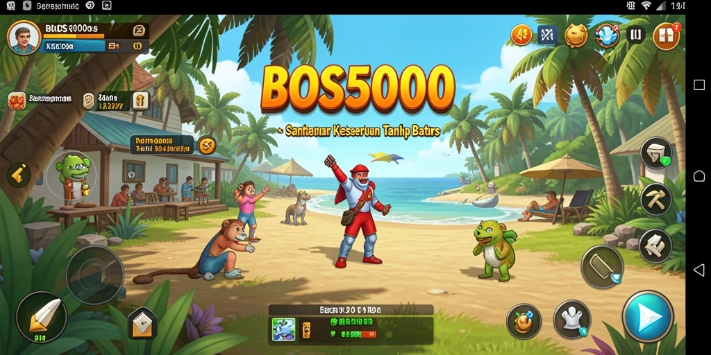 Tampilan gameplay BOS5000 yang penuh warna dan menarik.