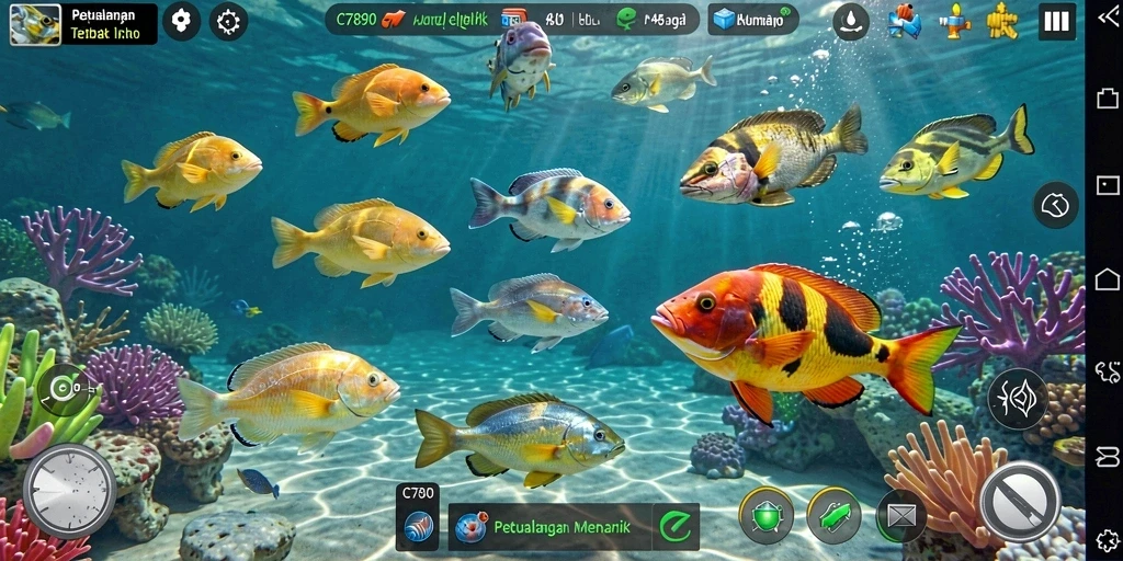Tampilan gameplay C7890 yang menarik dan dinamis dalam permainan tembak ikan.