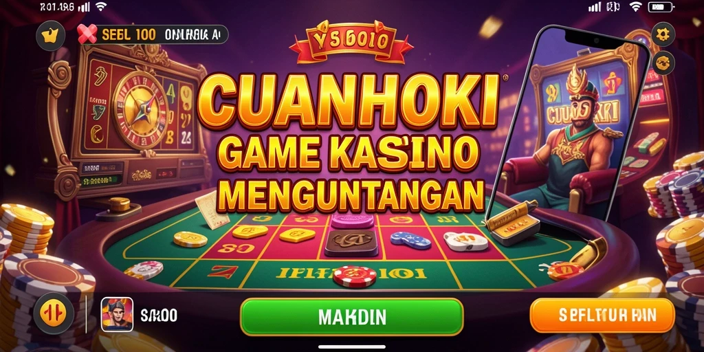 Screenshot gameplay seru dari <strong>CUANHOKI</strong> yang menampilkan slot dan meja permainan.