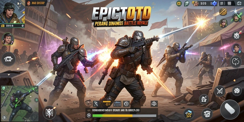 Tangkapan layar EPICTOTO menunjukkan aksi pertempuran seru di arena Battle Royale.