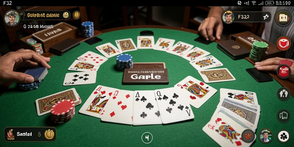 Screenshot gameplay F32 menampilkan keseruan bermain Gaple.