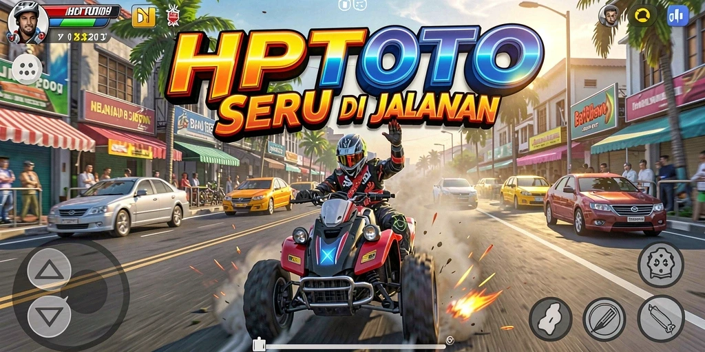 Screenshot utama HPTOTO menampilkan suasana balapan yang mendebarkan.