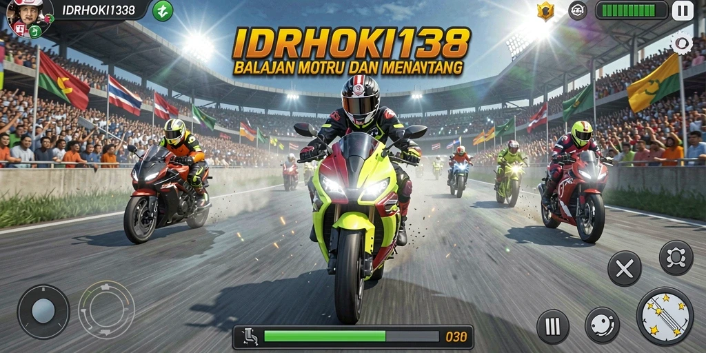 Tampilan gameplay seru dalam balapan motor IDRHOKI138.