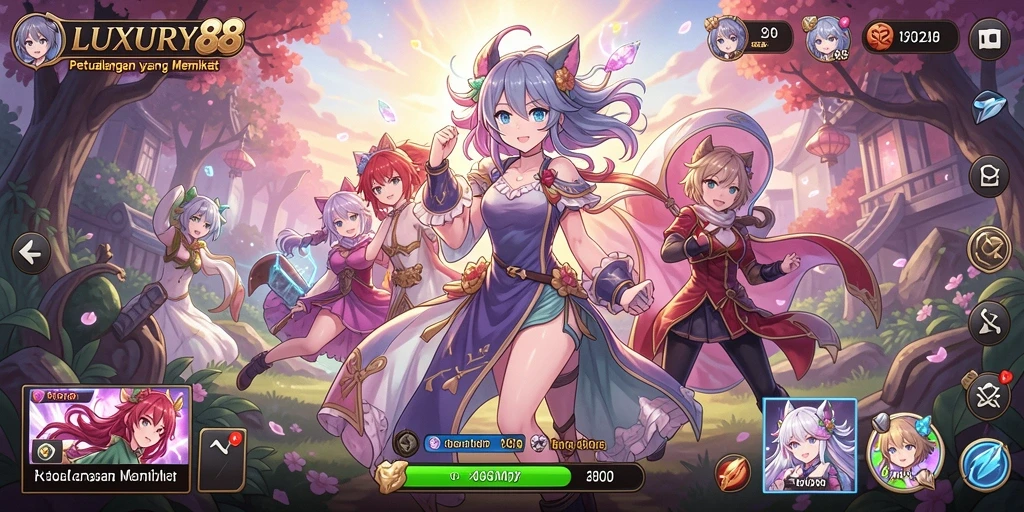 Tampilan screenshot utama LUXURY88 menampilkan karakter Anime dalam pertarungan yang menegangkan.