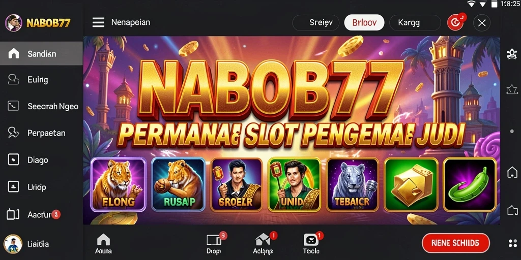 Screenshot utama NABOB77 menampilkan gameplay Slot yang seru dan penuh warna.