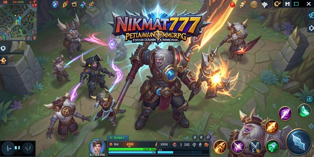 Tangkapan layar dari gameplay NIKMAT777 yang menunjukkan aksi epik dalam petualangan MMORPG.