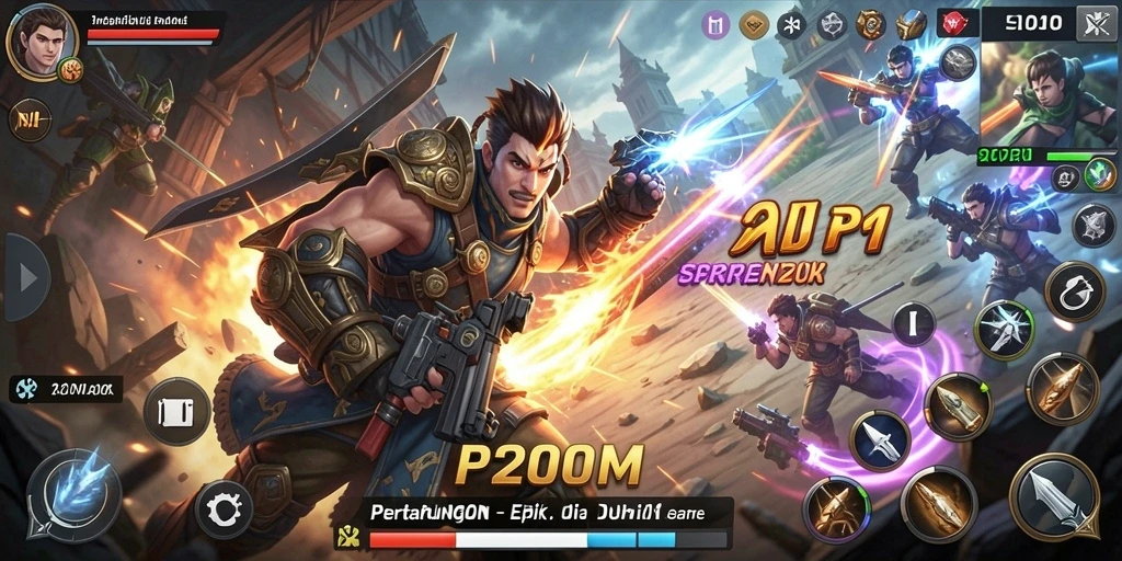 Tampilan gameplay P200M yang mendebarkan saat pertarungan berlangsung.