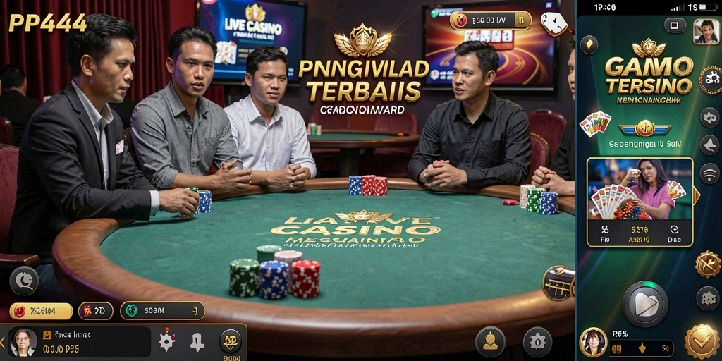 Screenshot gameplay Live Casino PP444 menampilkan dealer yang bersiap untuk memulai permainan.