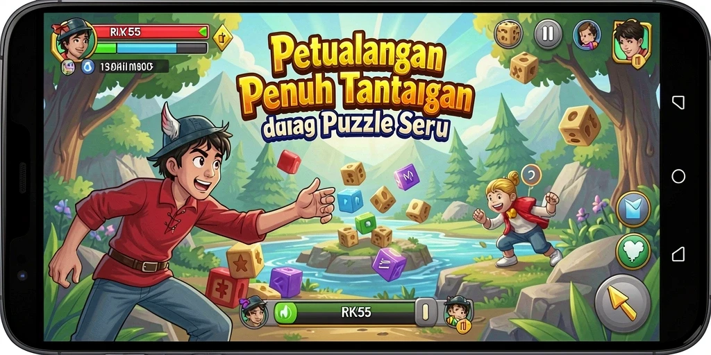 Tampilan gameplay puzzle yang menarik dan penuh warna.