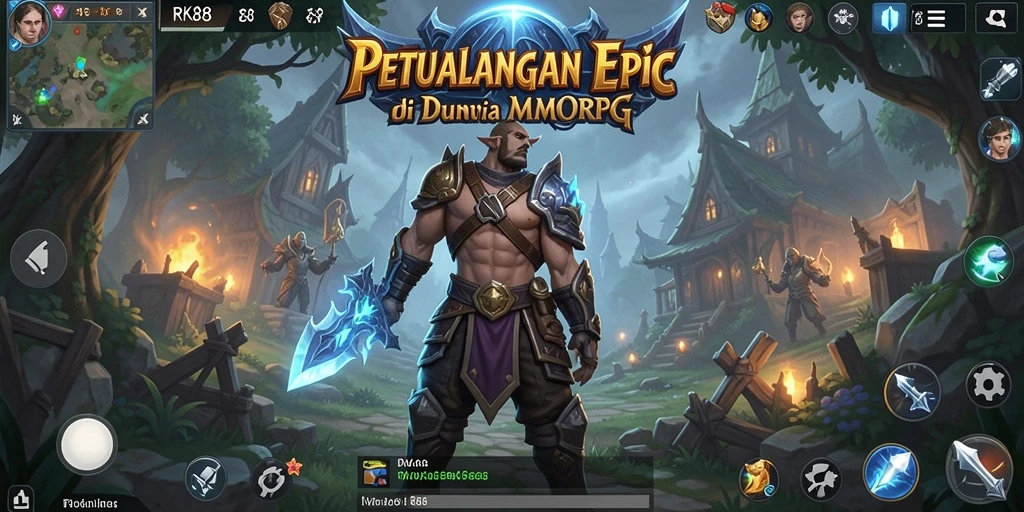 Screenshot utama RK88 menampilkan aksi seru dalam pertarungan MMORPG.