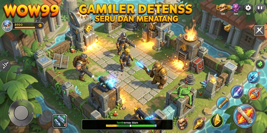 Screenshot WOW99 menampilkan aksi menegangkan dalam Tower Defense.
